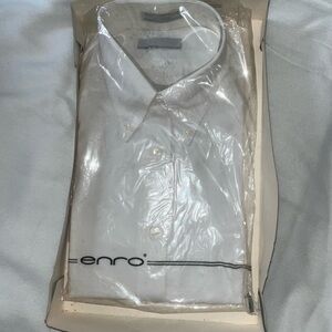 New Enro Men's White Dress Shirt - Classic Button-Down